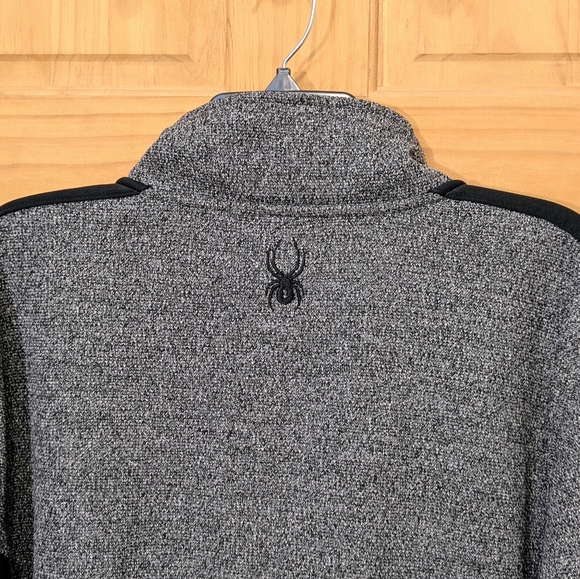 SPYDER 1/4 Zip Mendoza Pullover Heather Grey Black Fleece Sweater Mens LG Winter - Picture 12 of 16